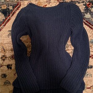 Blue Crotchet Boatneck Women's Sweater